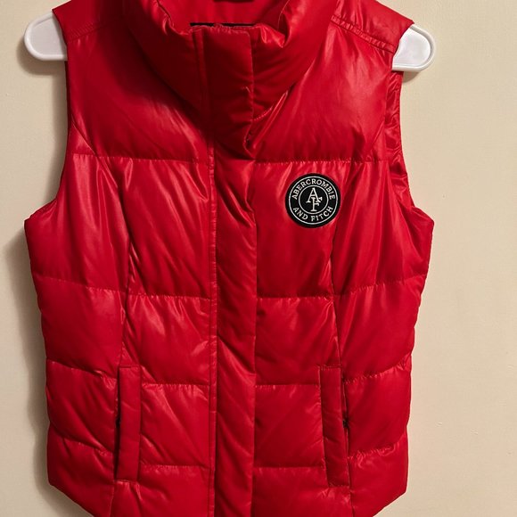 Abercrombie & Fitch  puffer vest jacket, womens, small, red - Picture 1 of 11
